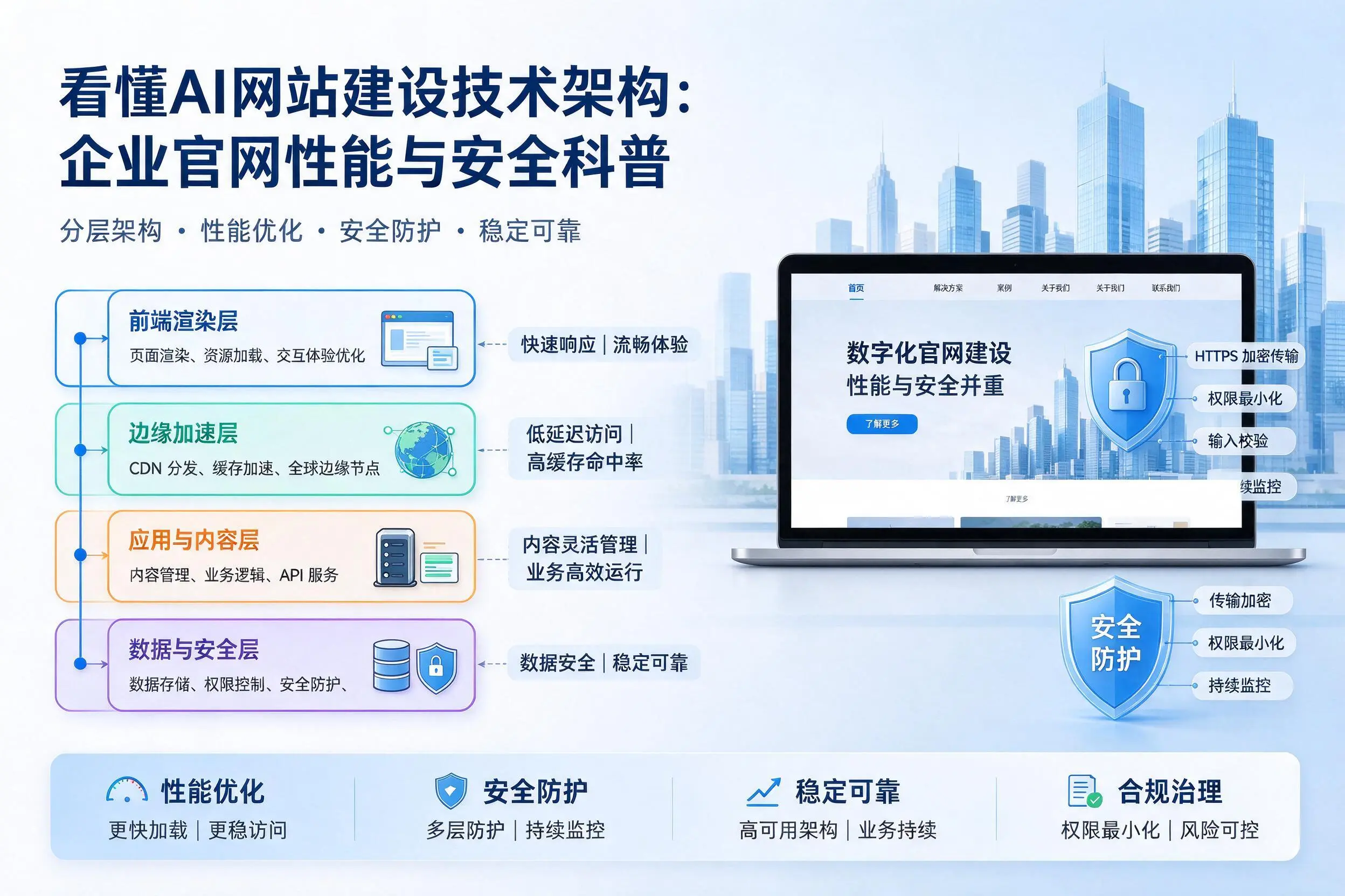 看懂AI网站建设技术架构:泰州企业官网性能与安全科普