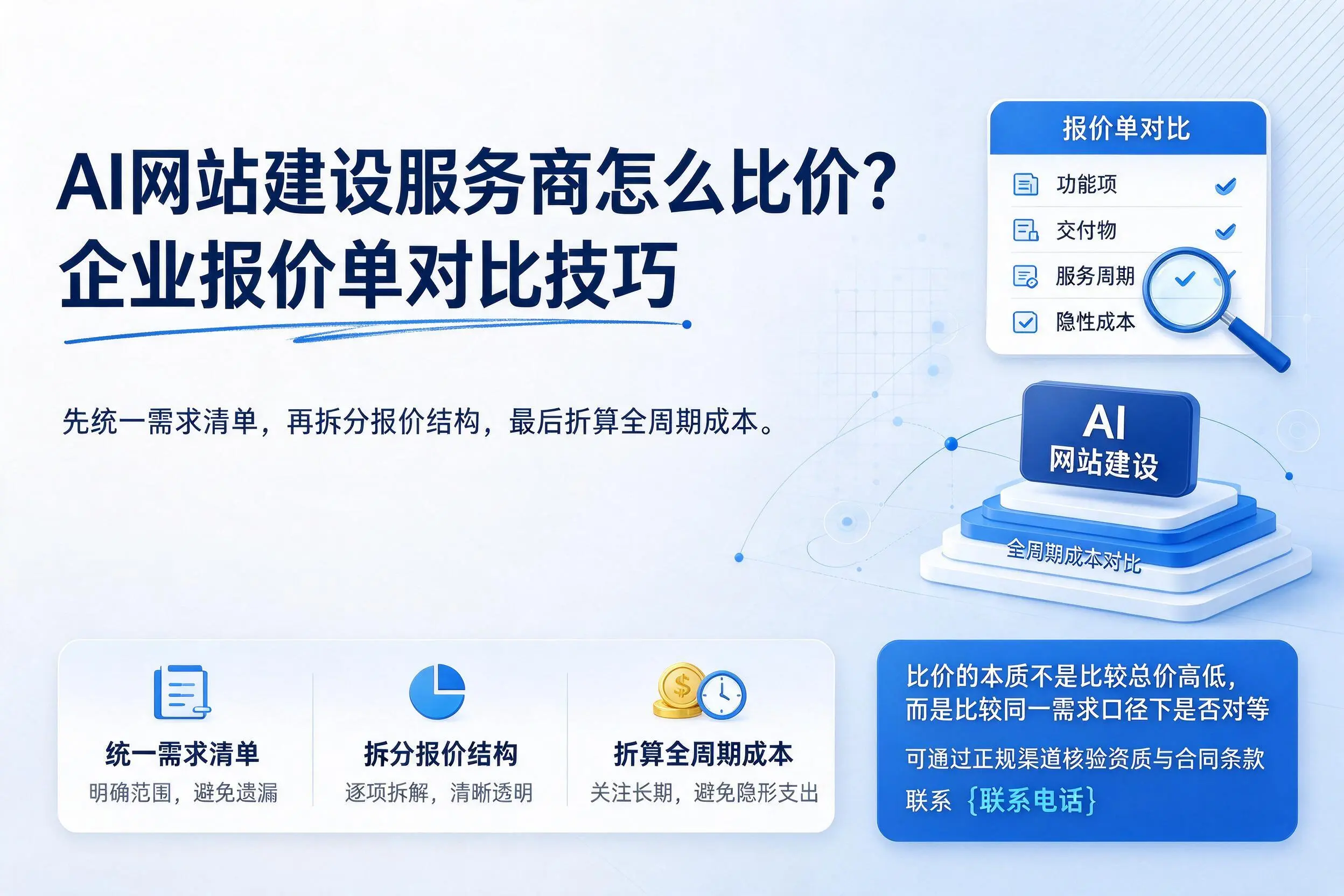 AI网站建设服务商怎么比价?泰州企业报价单对比技巧
