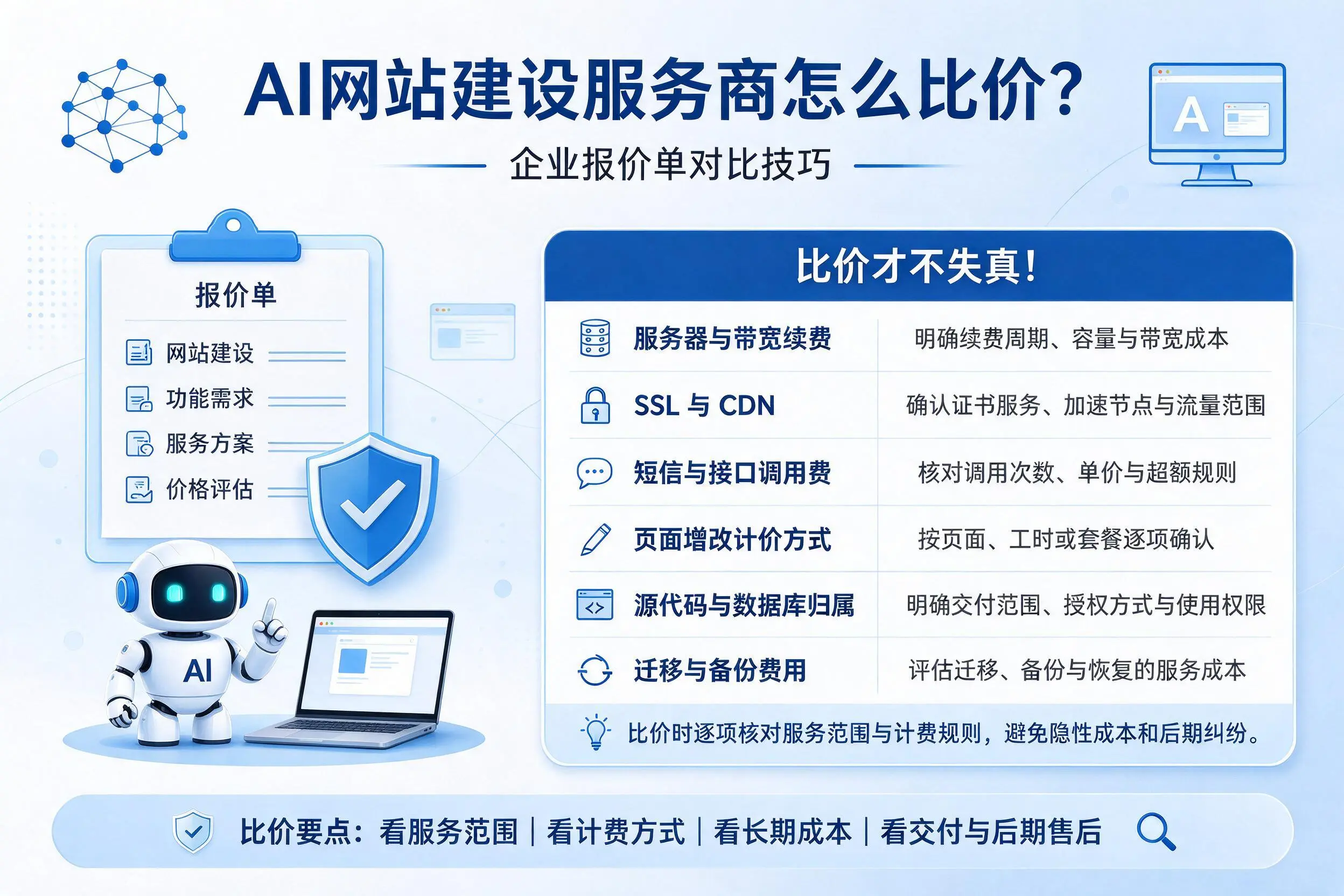 AI网站建设服务商怎么比价?泰州企业报价单对比技巧