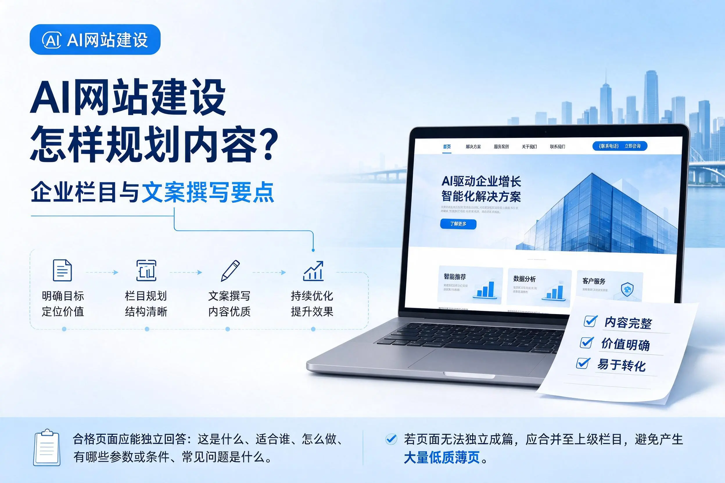 AI网站建设怎样规划内容？泰州企业栏目与文案撰写要点