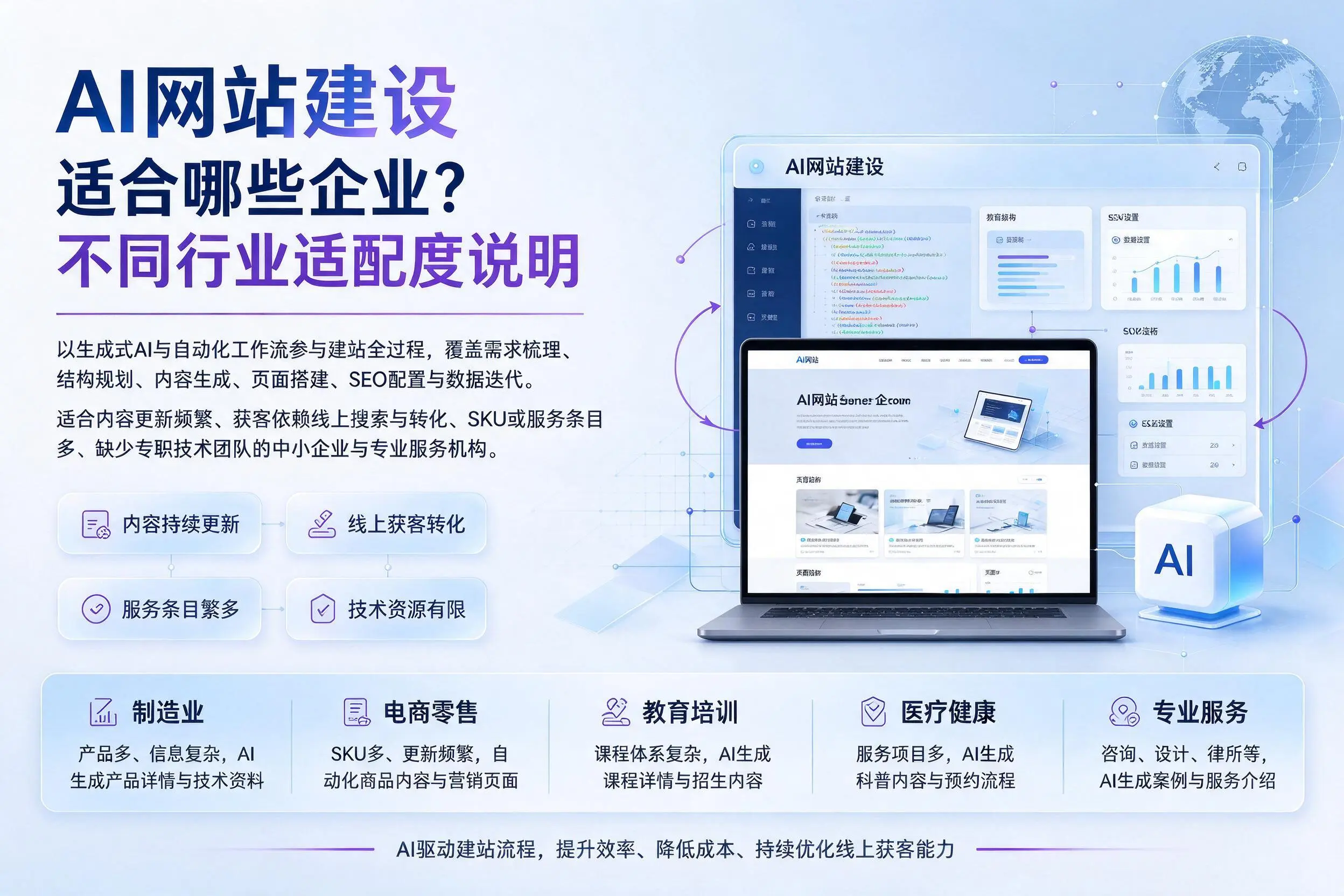 AI网站建设适合哪些企业?泰州不同行业适配度说明